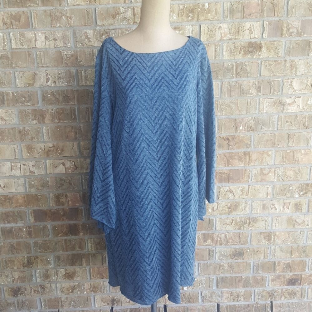 ‎EMMA & MICHELE Blue Chevron Dress - Size XL